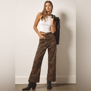 Anthropologie Maeve Colette Leopard Print Cropped High Rise Wide Leg Pants 26